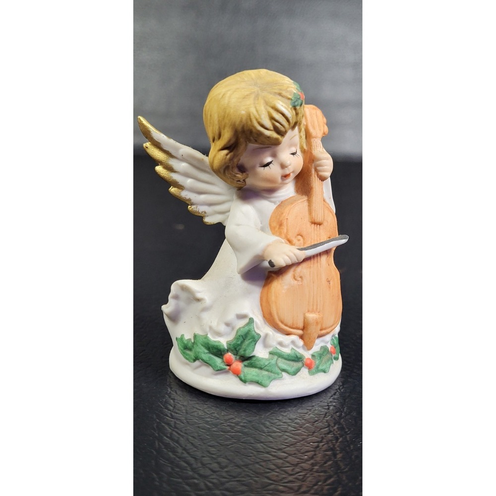 3 1/2" Lefton  Christmas  Angel Figurines With Violin Cute Vintage Christmas